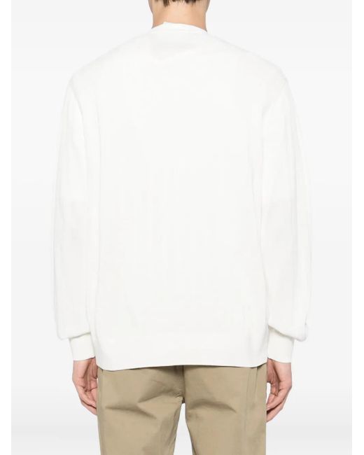 Lacoste White Ribbed-Knit Cardigan for men