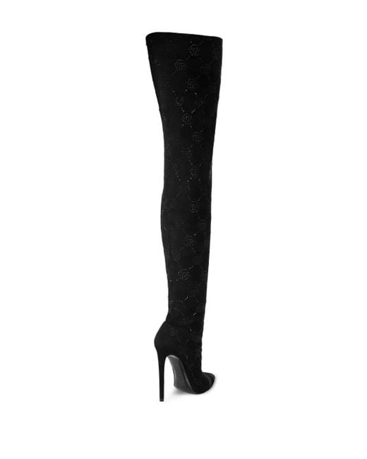 Philipp Plein Black 120Mm Monogram-Pattern Boots