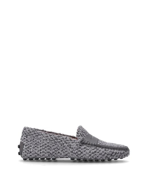 Tod's Gray Gommino Textured Loafers