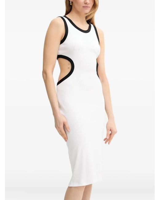 Abito Midi A Coste Con Dettaglio Cut-Out di Liu Jo in White
