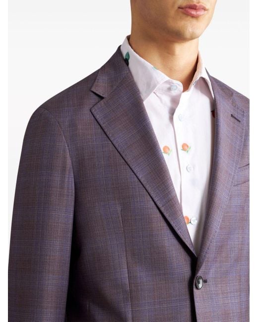 Etro Purple Checked Wool Suit for men