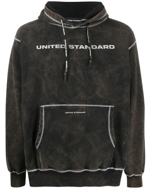 United Standard Black Logo Print Hoodie for men