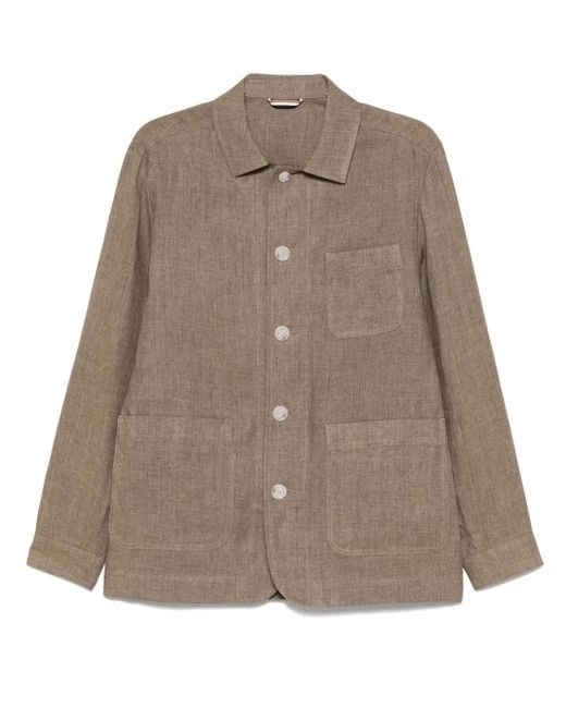 Boss Brown Linen Overshirt for men