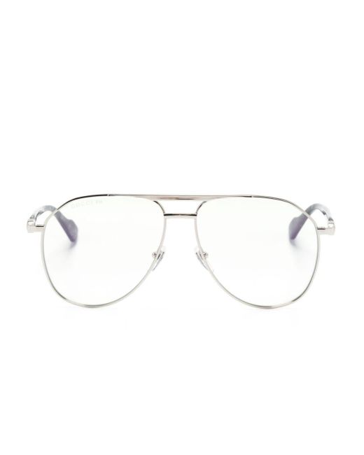 Gucci White Pilot-frame Sunglasses for men