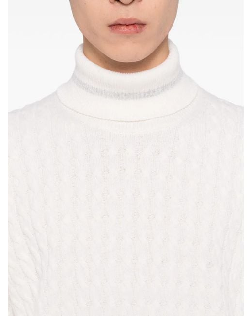 Eleventy White Cable-Knit Jumper for men