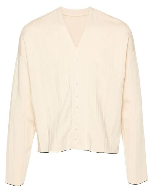 Jacquemus Natural Pleated Ribbed Cardigan for men