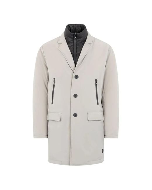 Roberto Cavalli White Manteau Matelassé À Col À Revers Crantés for men