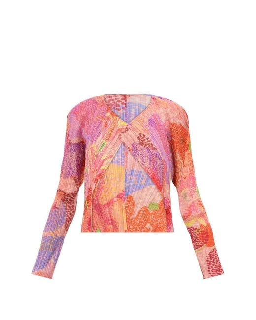 Pleats Please Issey Miyake Red Pleated Jacket