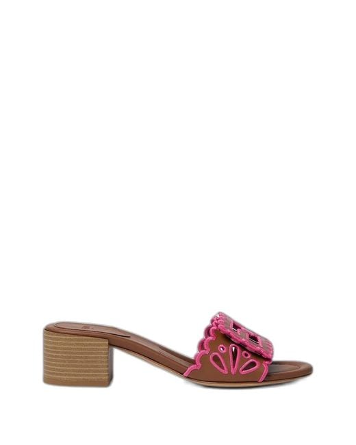 Fendi Pink Scalloped Sandals