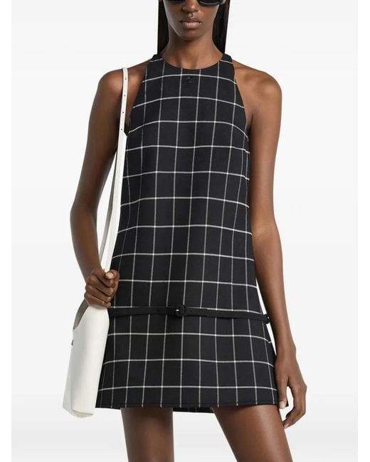 Courreges Black Checked-Pattern A-Line Mini Dress
