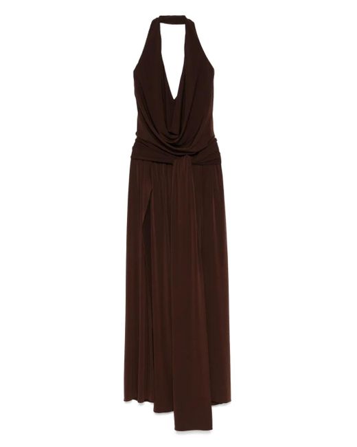 Nissa Brown Halterneck Dress