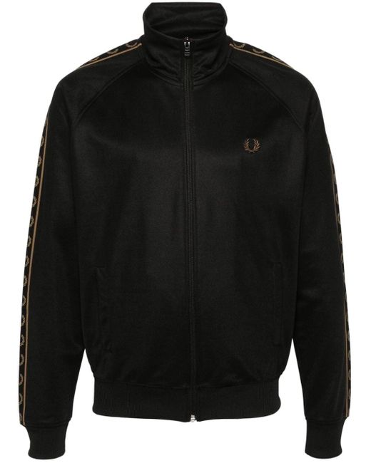 Fred Perry Black Embroidered-logo Zip Up Sweatshirt for men