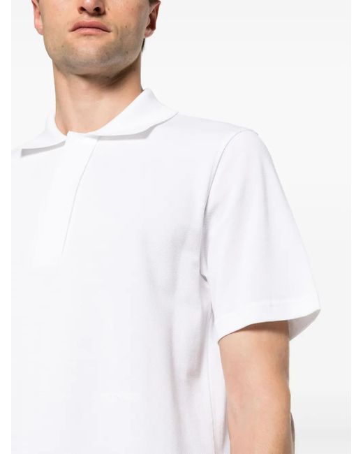 Lanvin White Logo-embroidered Piquè Polo Shirt for men