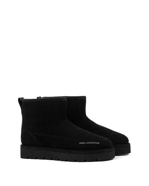 Karl Lagerfeld Black Logo-Print Boots for men