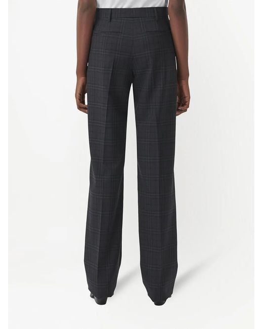 Burberry Black Check Wool Tailored Trousers