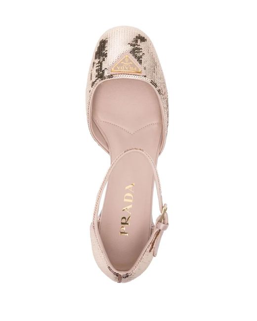 Prada Natural Pumps Mit Logo 35Mm