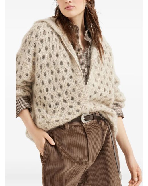 Brunello Cucinelli Vest Met Capuchon En Gaten in het Natural
