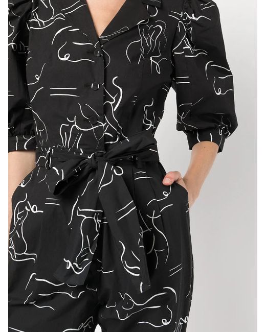 LHD Black Casitas Abstract-Print Jumpsuit