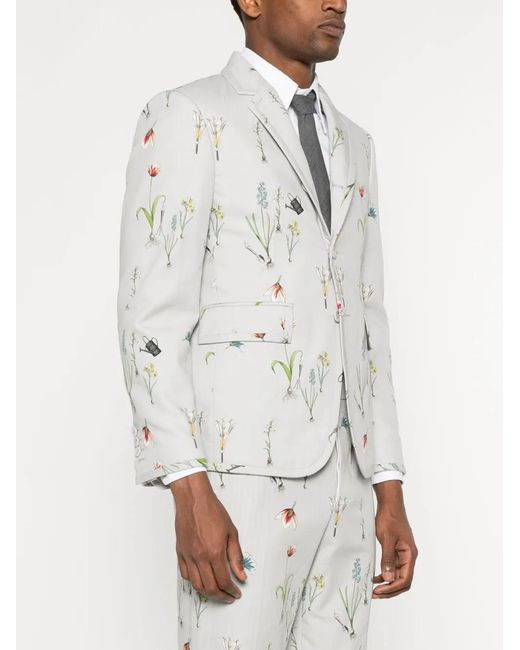 Thom Browne White Single-Breasted Blazer for men