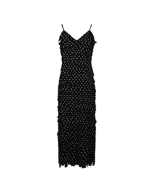GIOVANNI PARIS Black Ophelie Polka-Dot Ruffled Maxi Dress