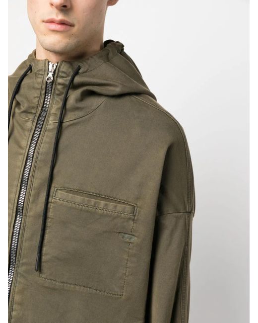 DIESEL Green Logo-Embroidered Hooded Jacket for men