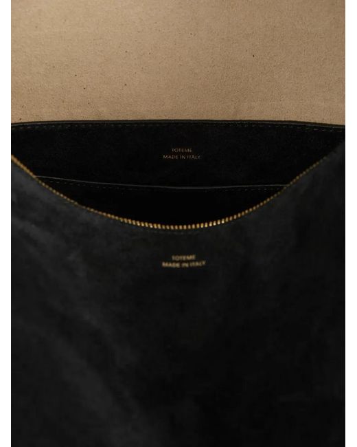 Totême  Black Medium Bevel Suede Shoulder Bag