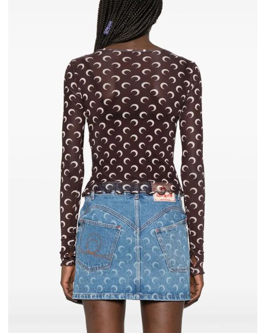 MARINE SERRE Brown Moon-Print T-Shirt