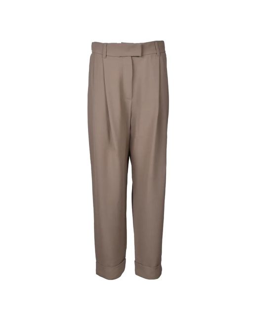 Brunello Cucinelli Brown Pleated Tailored Trousers
