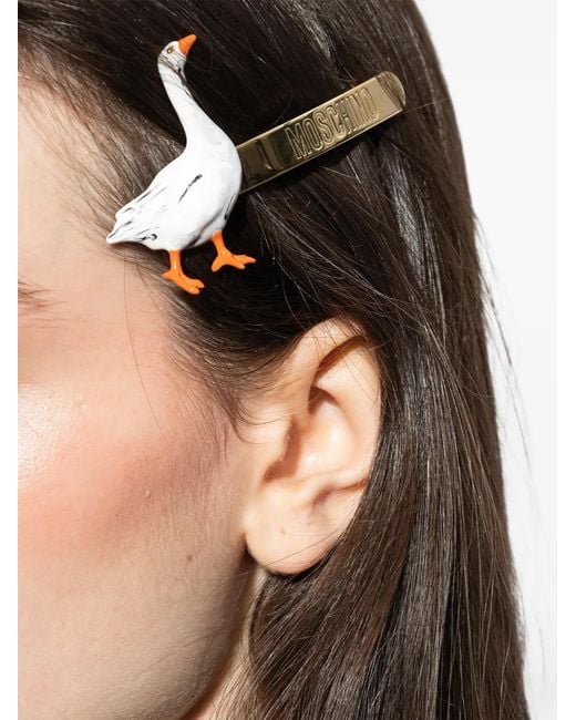 Moschino Metallic Accessoire Pour Cheveux À Logo Embossé Goose