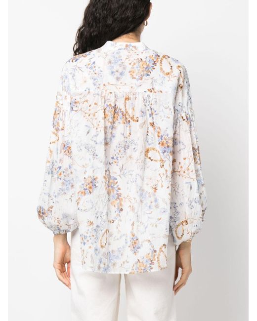 ERMANNO FIRENZE White Floral-print Tunic Top
