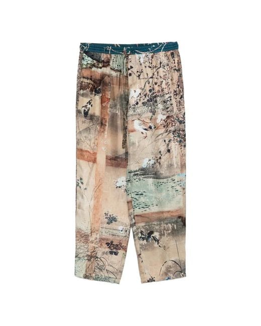 Pierre Louis Mascia White Aloe Landscape-Print Drawstring Trousers