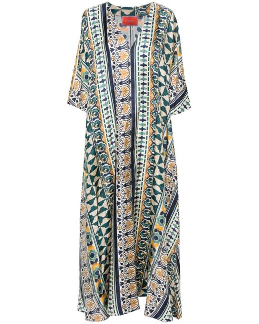 LaDoubleJ Natural Muumuu Geometric Silk Dress