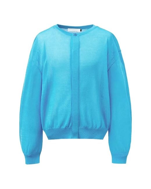 Amomento Blue Sheer Ribbed-Trim Cardigan for men