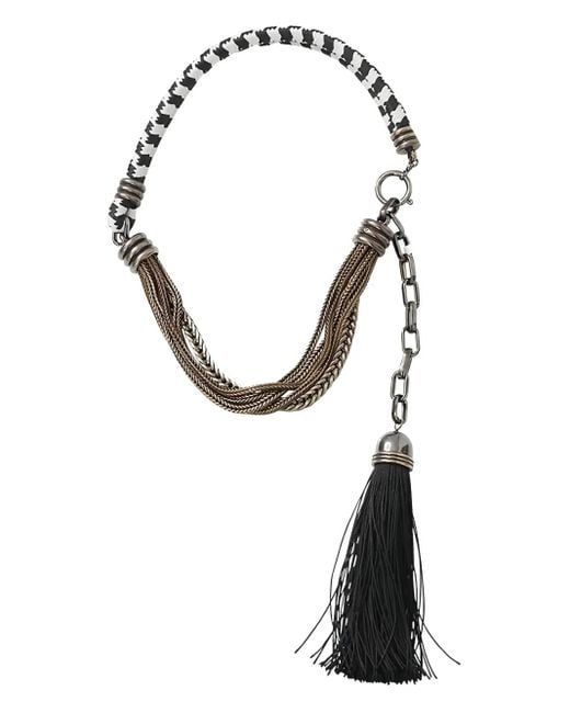 Lanvin Black Vita Short Tassel Necklace