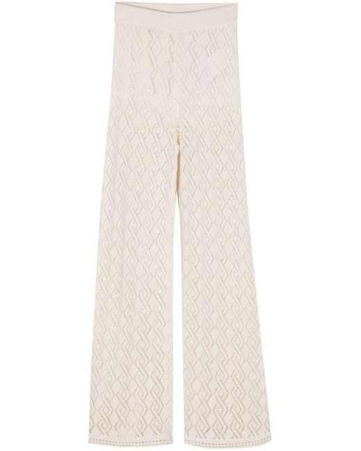 Golden Goose Deluxe Brand White Crochet-knit Flared Trousers