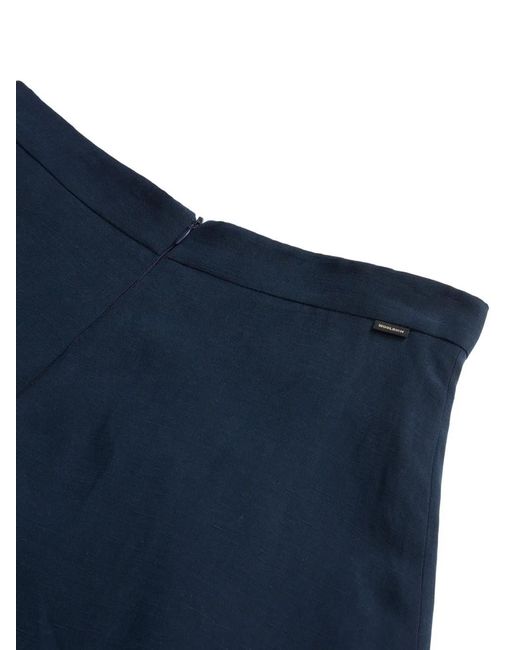 Woolrich Blue High Waist Mini Skirt With Concealed Zip