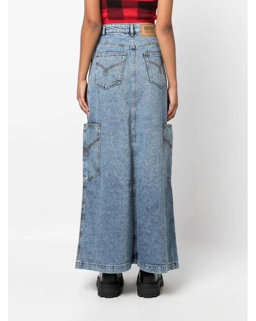 Moschino Blue Denim Midi Skirt