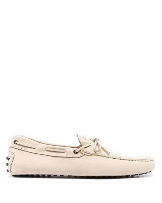 Tod's White Bow-Detail Leather Loafers for men
