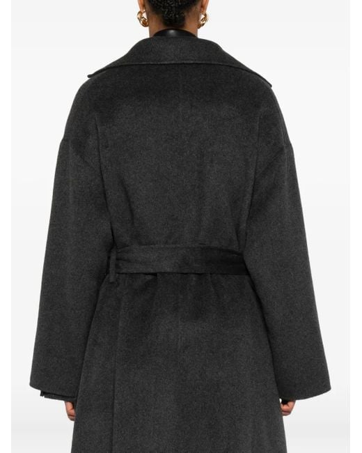 Nanushka Black Belted Wool Coat