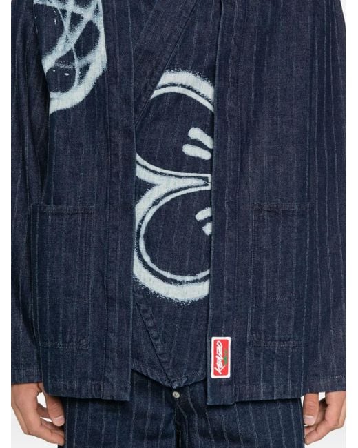 KENZO Blue Kimono Blazer for men
