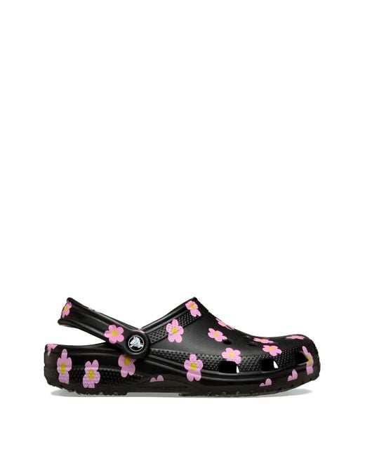 CROCSTM Black Floral-Print Slip Ons