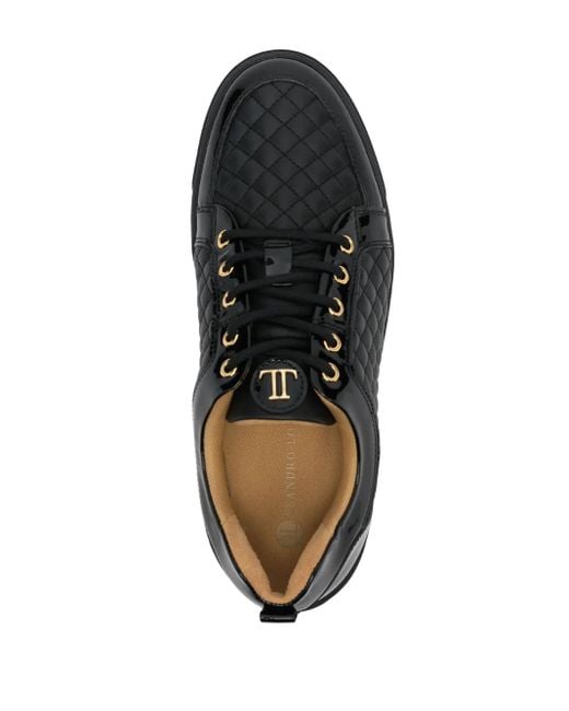 Leandro Lopes Black Quilted Low-Top Sneakers