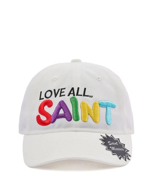 SAINT Mxxxxxx White Embroidered-Logo Baseball Cap for men