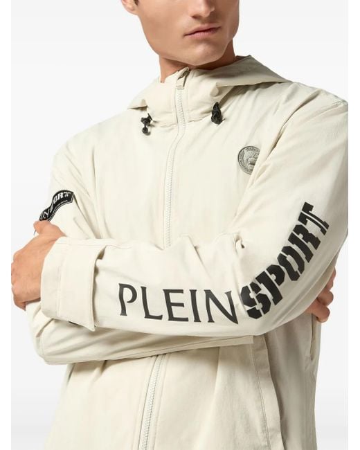 Philipp Plein Windjack Met Logoprint in het Natural voor heren