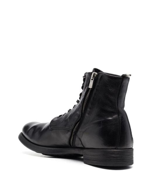 Officine Creative Black Chronic Lace-Up Ankle Boots for men