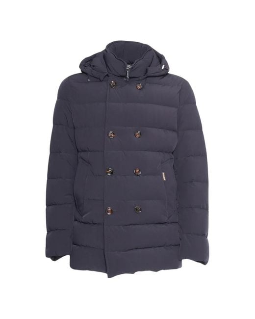 Moorer Blue Florio Double-Breasted Puffer Jacket for men