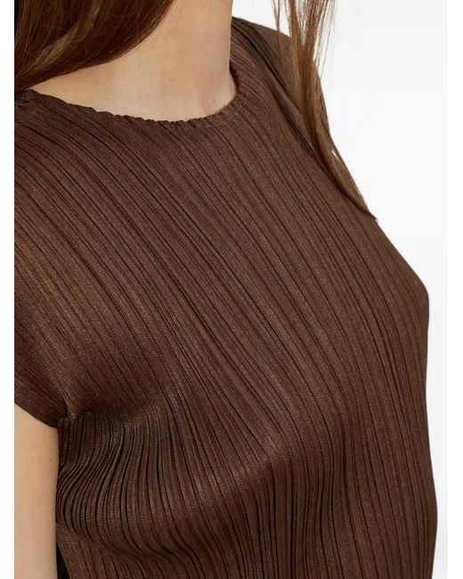 Pleats Please Issey Miyake Brown Sleeveless Pleated Dress