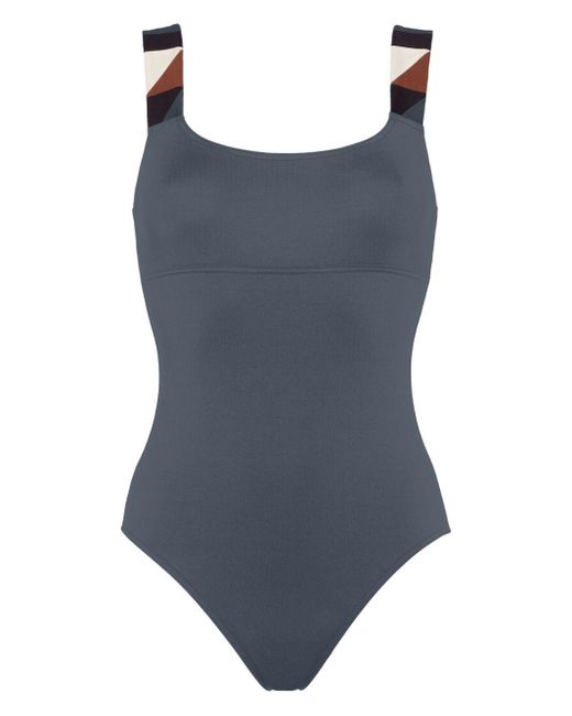 Eres Blue Tempo Graphic-strap Swimsuit