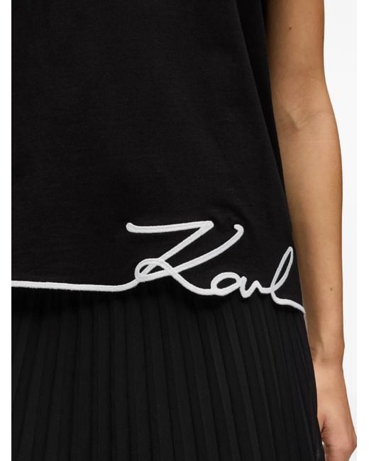 Karl Lagerfeld Black Signature-Hem Tank Top