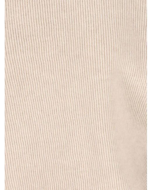 Brunello Cucinelli Natural Ribbed Crewneck Sweater
